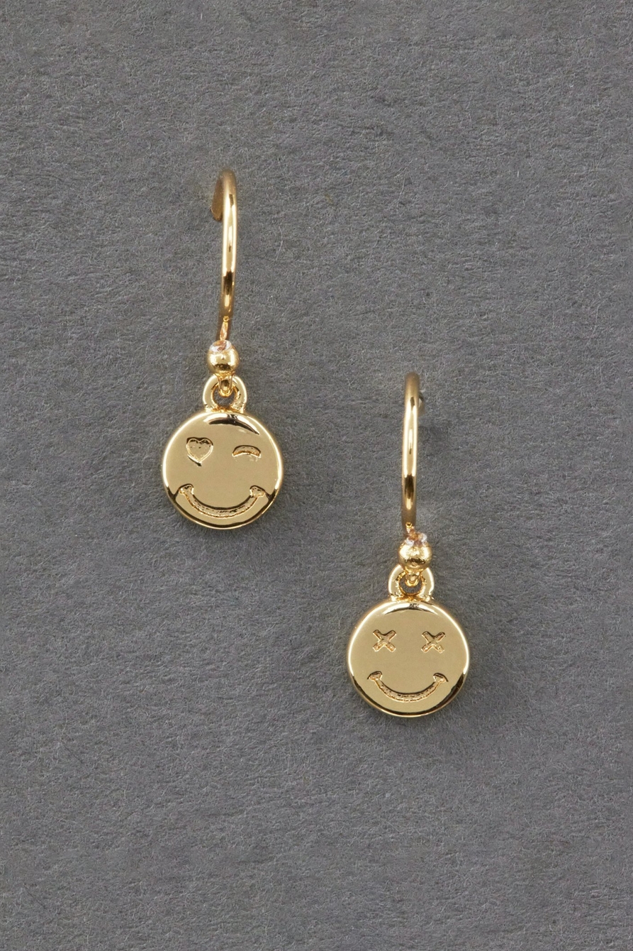 14k gold plated smiley earring